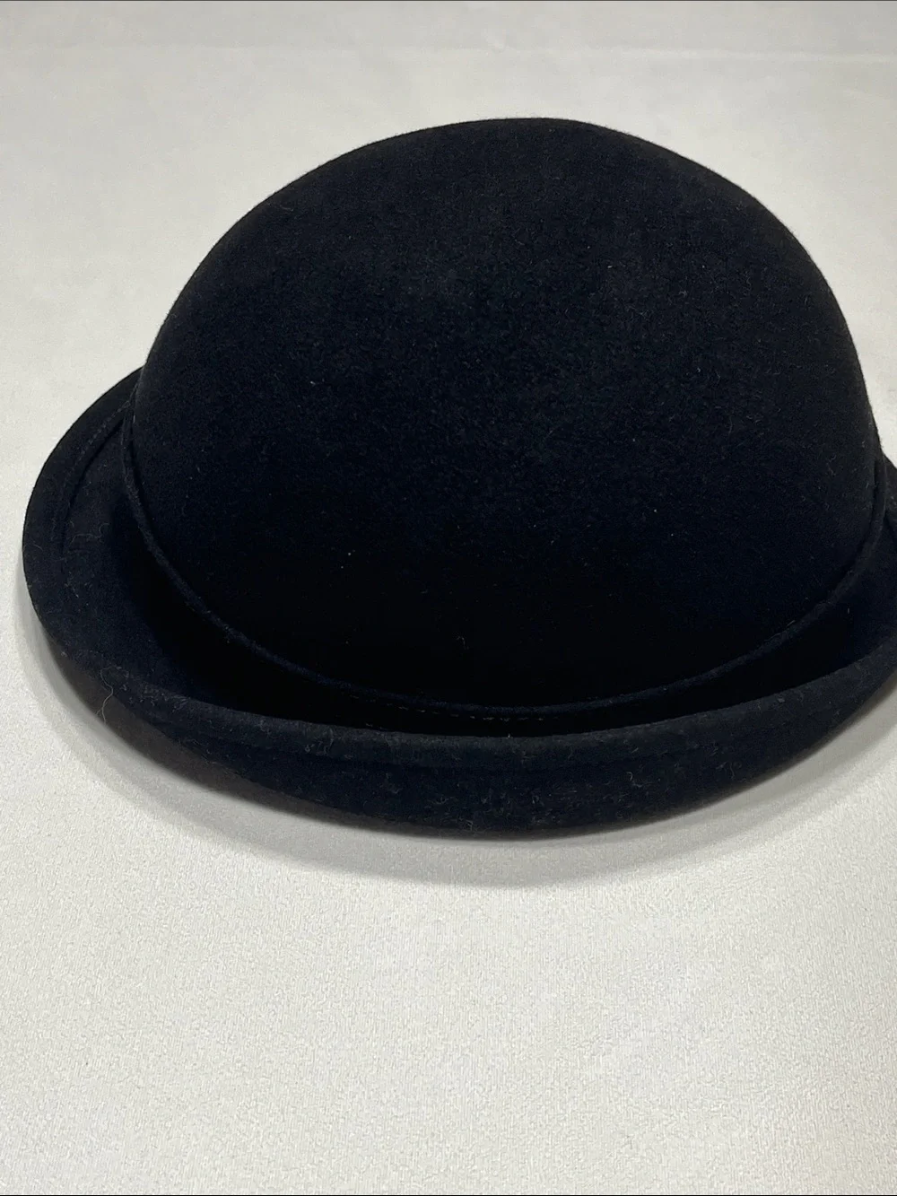 Vintage Adolfo II New York Paris Black Wool Felt Cloche Bowler Hat